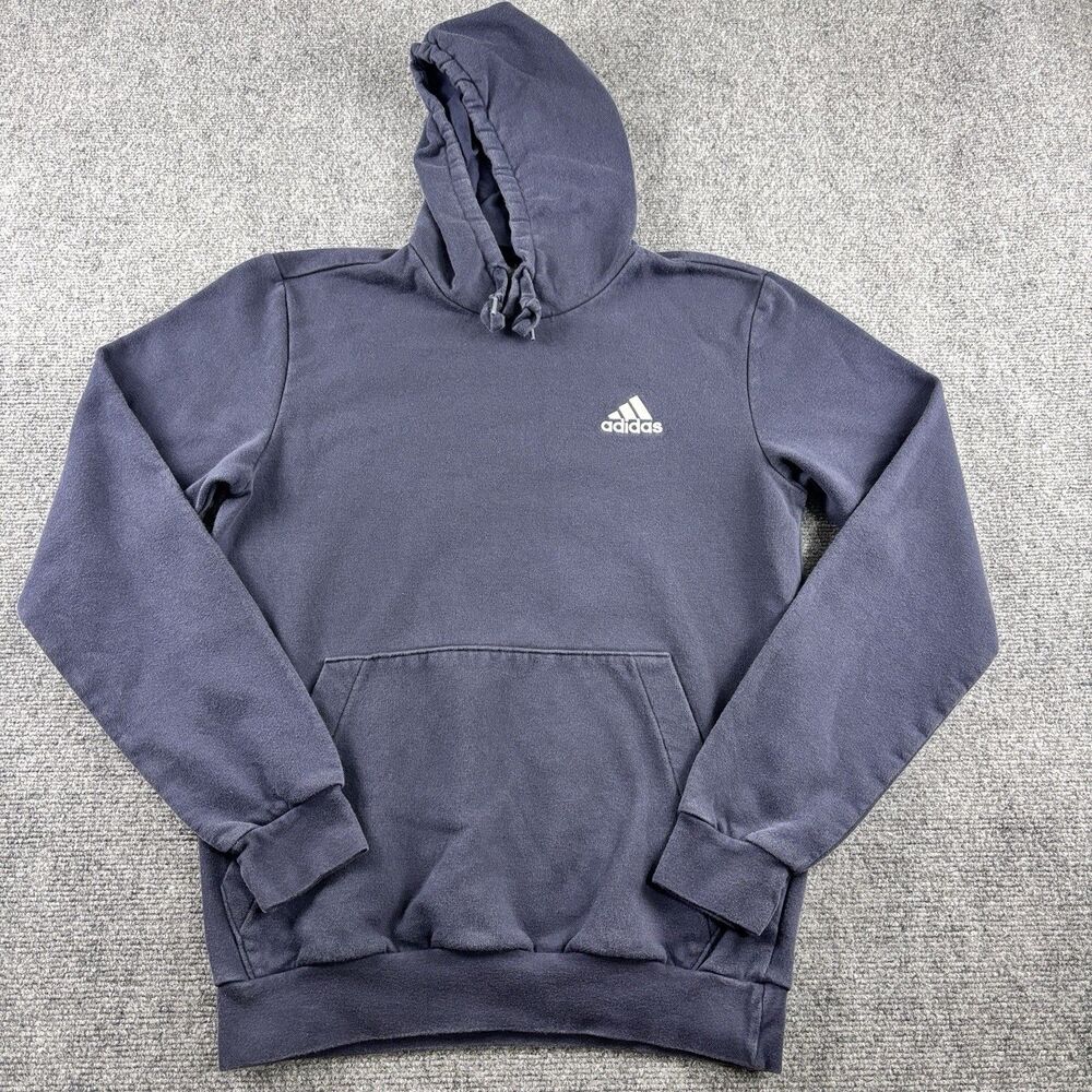 Adidas Hoodie Mens S US S Navy Blue Embroidered Logo Kangaroo Pocket